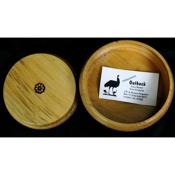 Vtg 1997 Wooden Carved Trinket Bowl Dish Candy Jim Marna Handcrafted Modern West - Picture 8 of 12